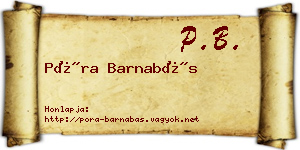 Póra Barnabás névjegykártya